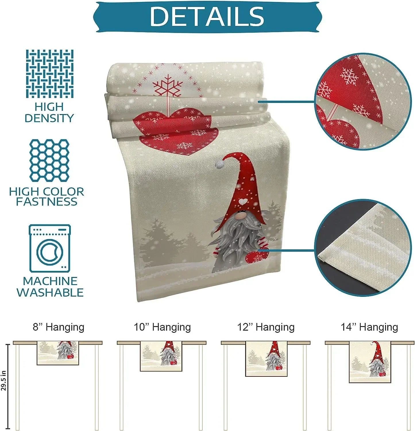 caminhos de mesa em linho com flocos de neve